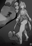 pokemon feet monochrome barefoot under_foot professor_juniper greyscale veonaut