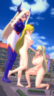 giantess princess_peach super_mario_bros katsuragi senran_kagura digital_render my_hero_academia mt._lady crazyredhair