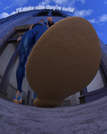 low_angle street_fighter walking unaware shoe_crush chun-li point_of_view imminent_crush digital_render syntheticsinner