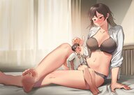 gentle panties blushing bra couple shrunken_man romantic office_lady bare_midriff flustered kkasi00