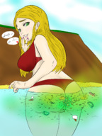 bikini drawing giantess blonde butt ocean fart source_needed artist_needed