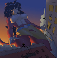 breasts drawing giantess mega black_hair color destruction crossover giganta dbz dragon_ball lineart cosplay belt dc_comics super-heroes color_edit hito thesomethingmancer ssj4 crososver_cosplay