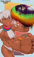 feet kick street_fighter shrunken_woman teasing dark_skin juri_han elena lewdssonk hacky_sack