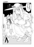 monochrome high_heels dress japanese crouching sun_hat nikukaiq