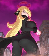 breasts giantess pokemon giga city mega butt clothed nintendo pants cynthia dakunart dynamaxed_waifus