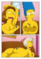 breasts drawing nipples nude blonde butt glasses blue_hair brunette marge_simpson simpsons shrunken_man cartoon thighs tinies earrings on_butt armpits yellow_skin ms_hoover lindsey_naegle