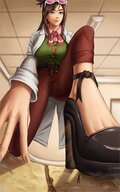 drawing color large_breasts shoes brunette low_angle shrunken_man ace_attorney ema_skye apollo_justice wallywaffle