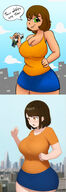drawing giantess color green_eyes brunette joke linda weed lindastale ai_art