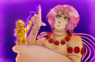 drawing giantess green_eyes tiny pink_hair magic roses nose_ring majoumegami