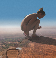 giantess collage landscape giga swimsuit destruction brunette flip_flops hedin earrings foot_prints