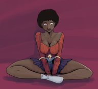 breasts drawing gentle clothed skirt socks mini_giantess black