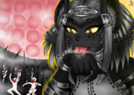 drawing giantess vore furry cat black_hair tongue licking saliva ears tinies majoumegami