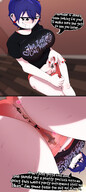 drawing pussy panties comic color butt blue_hair tiny sweat low_angle shrunken_man teasing cat_girl june smothering panty_entrapment mspaintgts tiny_female par