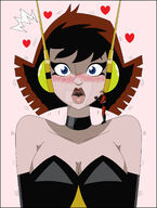 breasts drawing giantess blushing mega blonde color blue_eyes cleavage brunette gloves short_hair kissing collar shrunken_man avengers costume ant-man on_shoulder no_background janet_van_dyne marvel_comics nightcore100 the_wasp avengers_earths_mightiest_heroes hank_pym