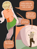 insertion upskirt blonde color clothed short_hair shrunken_man ashley legs_spread panty_entrapment zeroechoes leon