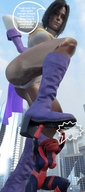 breasts giantess city mega black_hair large_breasts long_hair blue_eyes crossover buildings multiple_sizes gloves red_hair boots foot_crush giantesses reflection thighs costume superman lois_lane cape giant_girl belt leotard dialogue hands_on_hips power_girl digital_render dc_comics mary_jane bare_legs spider-man marvel_comics earth_20052 ci0 fusion