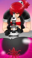 drawing micro red_hair ponytail eye abs microscope bangs majoumegami