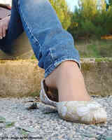 collage feet jeans in_shoe nylons arch shrunken_woman flats marklovefeet