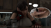 micro tongue licking handheld brunette final_fantasy tifa gloves kitchen table shrunken_city looking_at_victim natural_nails bangs digital_render imminenet_vore fantasize3d
