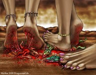 drawing crush dragon color barefoot anime blood gore foot_crush point_of_view