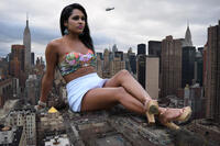 giantess collage city mega destruction skirt high_heels helicopter unknown_artist sitting new_york_city empire_state_building legs_crossed sitting_on_building looking_at_helicopter chrysler_building