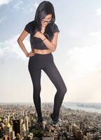 giantess collage city mega black_hair clothed glasses socks unknown_artist foot_crush looking_down skyscraper black_pants