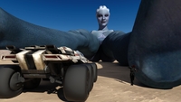 giantess nude pussy alien barefoot blue_skin between_legs outdoors under_foot looking_at_victim skin digital_render mass_effect liara liara_tsoni asari femshep blue dr-none