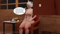 breasts blonde butt butt_crush story short_hair thong sitting shrunken_man bodysuit chair under_ass digital_render 2b fantasize3d