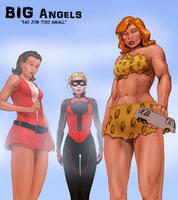breasts drawing giantess mega blonde color large_breasts handheld skirt brunette giganta red_hair dress giantesses mask costume doom_patrol looking_at_viewer belt van leopard_print dc_comics bare_legs cassie_lang elasti-girl stature marvel_comics bare_midriff young_avengers nick-perks rita_farr