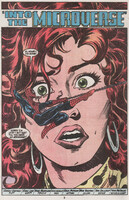 drawing micro comic color green_eyes couple red_hair shrunken_man costume earrings dialogue looking_at_tiny mary_jane spider-man swinging marvel_comics peter_parker webs