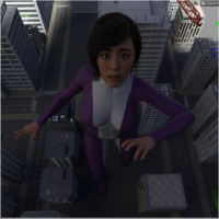 breasts giantess city mega black_hair large_breasts buildings shocked asian surprised shadow jumpsuit construction_site crane zipper digital_render spider-man marvel_comics yuri_watanabe giant_woman_squad anttiergod earth_2620