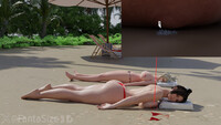 breasts micro sleeping blonde large_breasts butt breast_crush brunette topless thong mai_shiranui unaware mercy micro_city overwatch fatal_fury cutaway fantasize3d