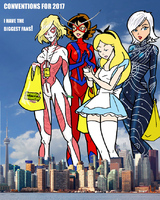 breasts drawing giantess white_hair city mega blonde color long_hair blue_eyes crossover buildings brunette brown_eyes socks gloves ginormica dress short_hair giantesses mask monsters_vs_aliens bow costume alice_in_wonderland disney hair_bow giant_girl toronto jumpsuit cn_tower bags attack_on_titan female_titan annie_leonhardt inspector97 convention janet_van_dyne susan_murphy dreamworks marvel_comics the_wasp alice avengers_earths_mightiest_heroes con