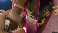 giantess vore mega lips shrunken_men hand point_of_view panels on_tongue digital_render opal falling_into_mouth ashkiiwolf