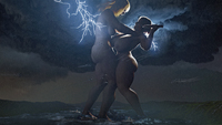 breasts giantess nude mega blonde butt ocean brunette military battle airplane storm fighting rain waves giantesses night ships lightning military_jets redfiredog digital_render holding_ships