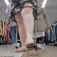 collage sandals foot_crush legs shrunken_man standing public floor purple_nails marklovefeet