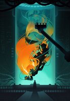 drawing giantess color mermaid chains orange_hair laboratory looking_at_tiny fins tube project_moon limbus_company