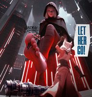 giantess white_hair crush feet horns city alien skirt shrinking gloves asian boots sitting star_wars shrunken_woman humiliation between_toes jacket dialogue hood lightsaber orange_skin togruta ahsoka_tano mandalorian jedi sabine_wren ai_art shin_hati
