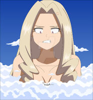 breasts drawing growth giantess nude giga blonde color long_hair cleavage angry purple_eyes airplane clouds outdoors convenient_censorship nightcore100 my_hero_academia mt._lady
