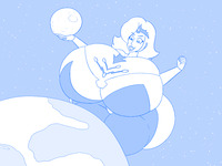 drawing giantess earth giga space monochrome butt handheld goddess moon avengers costume tiara thick_thighs cosmic_giantess janet_van_dyne elek-tronikz marvel_comics the_wasp infinity_gems