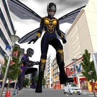 breasts giantess wings mega armor handheld gloves street boots kneeling giantesses vehicles helmet looking_at_tiny digital_render cassie_lang stature marvel_comics hope_van_dyne the_wasp revan67