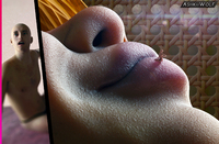 vore mega green_eyes smiling lips elf cute shrunken_people voluptuous freckles on_lip digital_render opal ashkiiwolf