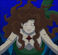 breasts drawing giantess tail mega color long_hair ocean brunette mermaid underwater superman grey_eyes cape fish looking_at_tiny dc_comics convenient_censorship nightcore100 lori_lemaris