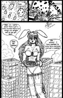 drawing giantess mega destruction anime humor lineart leetana