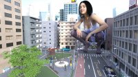 breasts giantess panties city mega black_hair bra buildings stockings asian street unknown_artist lingerie vehicles crouching ankle_bracelet necklace crowds crane digital_render looking_at_tinies