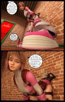 breasts blonde comic butt blue_eyes butt_crush gloves boots shrunken_woman shrunken_man pinned indoors costume ant-man point_of_view belt leotard jumpsuit bending_down dialogue helmet scarf digital_render bare_legs ms_marvel marvel_comics kamala_khan gwenpool hair_streak anttiergod