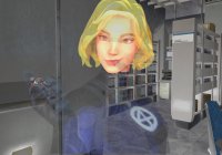 breasts blonde blue_eyes handheld smiling gloves boots shrunken_man indoors costume ant-man fantastic_four helmet looking_at_tiny digital_render invisible_woman marvel_comics susan_storm revan67 invisible