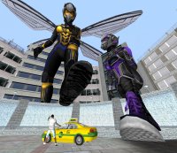 breasts giantess wings city mega buildings gloves boots giantesses vehicles costume taxi imminent_crush helmet looking_at_tiny cassie_lang stature marvel_comics hope_van_dyne shoelace the_wasp revan67
