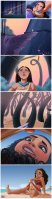breasts drawing micro comic black_hair color long_hair clothed beach pubic_hair skirt water multiple_sizes brown_eyes short_hair unaware forest dark_skin clouds nails disney point_of_view necklace native top cliff pocahontas native_american moana hair_forest kisparlius