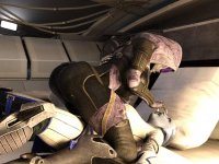 breasts vore alien black_hair butt armor lying_down blue_skin tali shrunken_woman mask feeding behind_view thick_thighs pinched digital_render mass_effect asari miranda_lawson quarian bakedalaskabigs liara